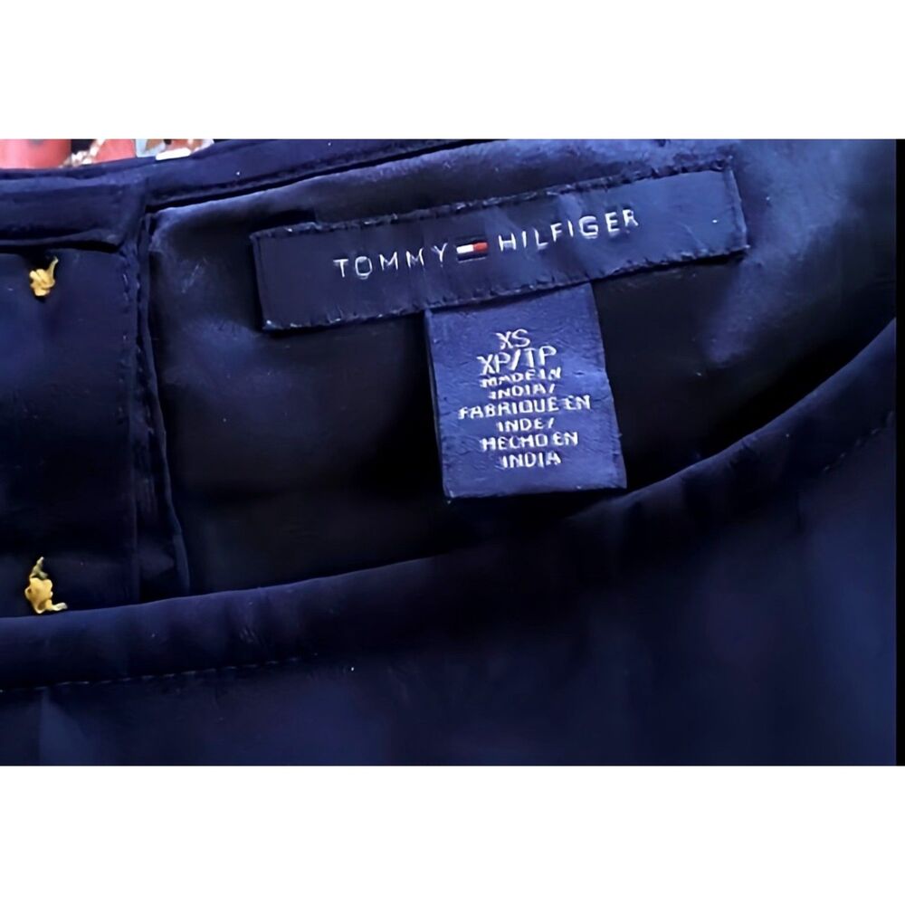 Tommy Hilfiger Navy Salmon Paisley Dress XS Boat Neck Preppy Clean Girl NWT - Picture 9 of 9